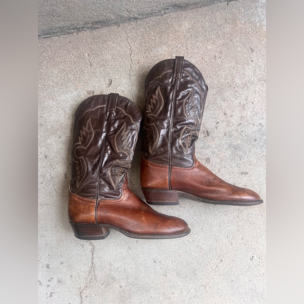 70s Tony Lama Two-Tone Leather Cowboy Boots